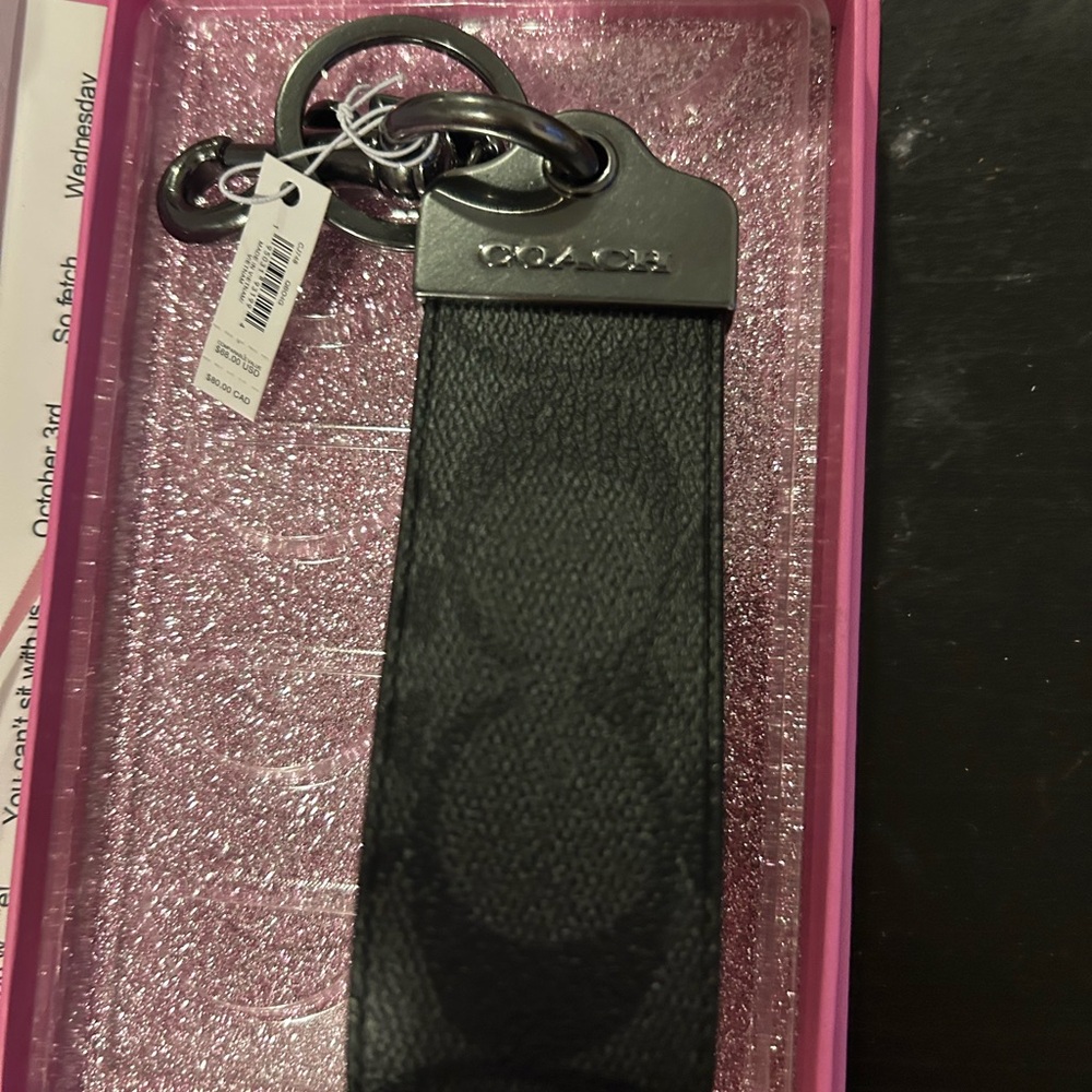 Coach Black Signature Key Holder